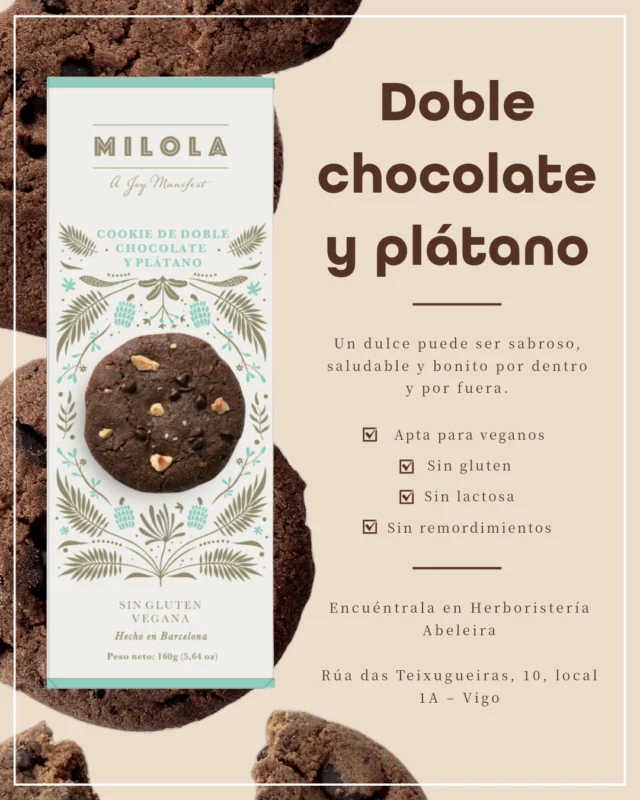 🍪✨ Doble chocolate + plátano = doble felicidad
Esta cookie vegana y sin gluten de Milola es la prueba de que un dulce puede ser sabroso, saludable y bonito por dentro y por fuera.
Hechas en Barcelona, pensadas para ti. 💚
✔️ Apta para veganos
✔️ Sin gluten
✔️ Sin lactosa
✔️ Sin remordimientos
📍 Encuéntrala en Herboristería Abeleira
📍 Rúa das Teixugueiras, 10, local 1A – Vigo
#milola #cookiesmilola #galletassaludables #sinlactosa #singluten #veganas #veganasysingluten #galletasveganas #snackvegano #chocolovers #cookiesaludable #vigosano #herboristeriaabeleira #hechoenbarcelona #doblechocolate #tentempiéconsciente #productosveganos #sinalérgenos #sinazúcarrefinada #galletanatural #vidasana #dulcesveganos #biofood #veganlife #galletasdiferentes #meriendasana #naturalmenterico