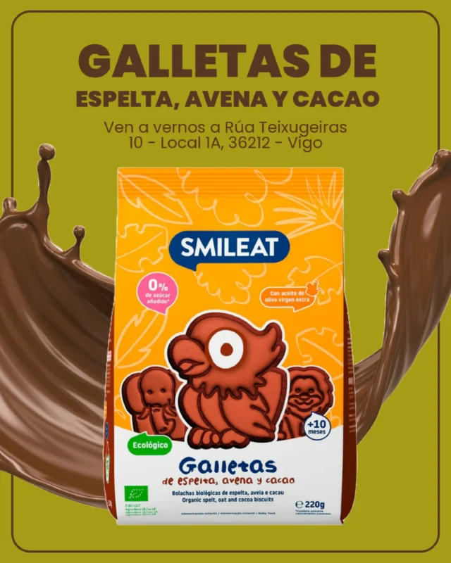 🌿🍪 ¡Hora de la merienda saludable!
Las Galletas de espelta, avena y cacao de SMILEAT son el snack ideal para peques mayores de 10 meses 👶.
✨ Ecológicas, sin azúcares añadidos y con aceite de oliva virgen extra... ¡una delicia que cuida!
🐻🐰 Con dibujitos adorables en el paquete, ¡hasta la merienda se vuelve divertida!

📍 Ven a vernos a Rúa Teixugeiras 10 - Local 1A, 36212 - Vigo
🌐 Más info en www.abeleiraherboristeria.com

#HerboristeríaVigo #Smileat #GalletasEcológicas #MeriendaSaludable #SinAzúcarAñadido #AceiteOlivaVirgenExtra #BebésFelices #AlimentaciónInfantil #BioSnack #Espelta #Avena #Cacao #NaturalmenteBueno #MamáConsciente #PapáNatural #VigoSaludable #ProductosBio #AbeleiraHerboristería #CrianzaRespetuosa #MeriendaDivertida 🍃🍪👶